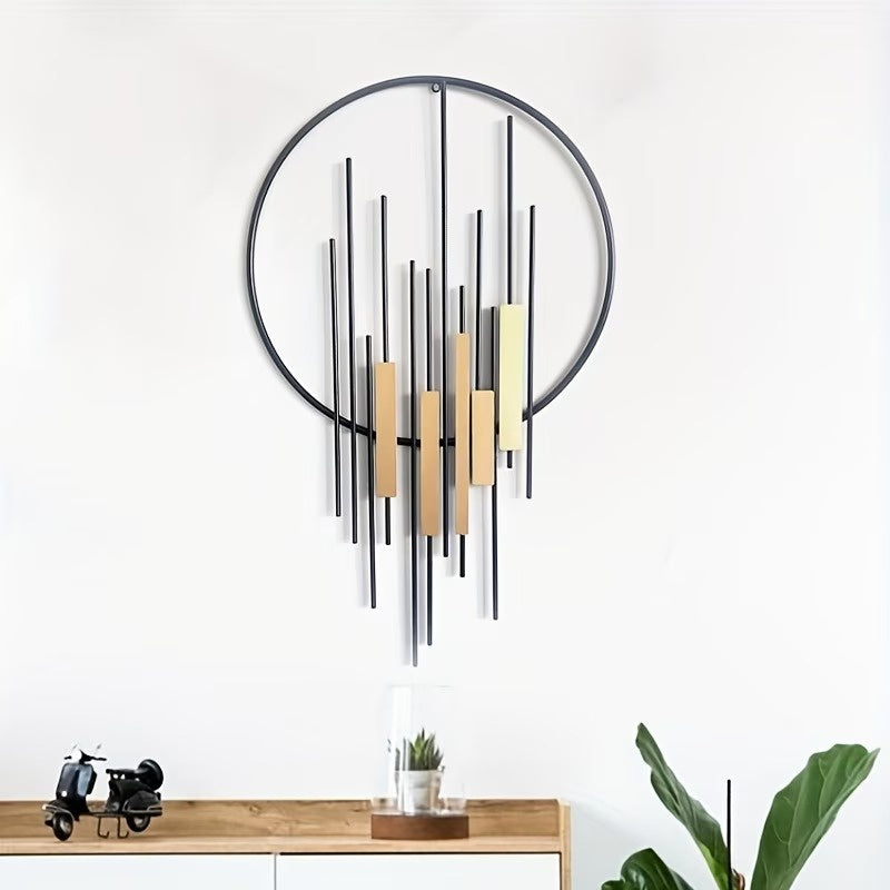 Geometrische Metall-Wanddekoration mit kreisförmigem Rahmen
