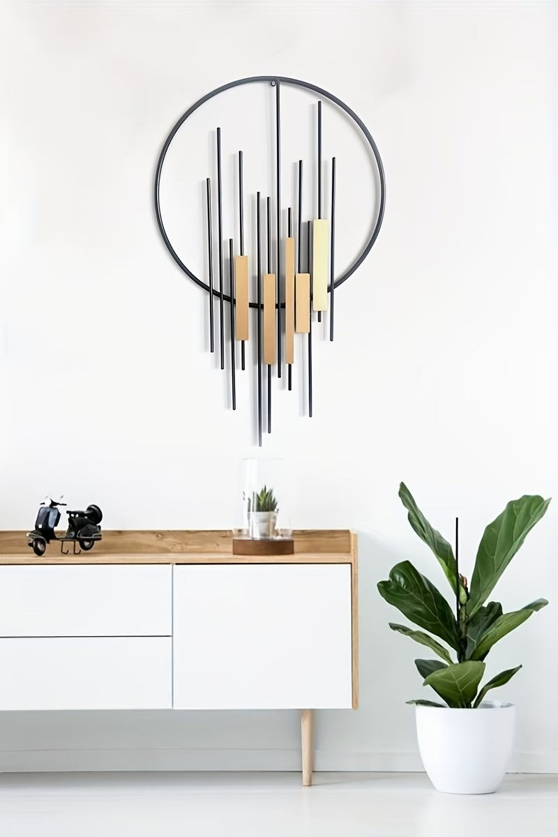 Geometrische Metall-Wanddekoration mit kreisförmigem Rahmen